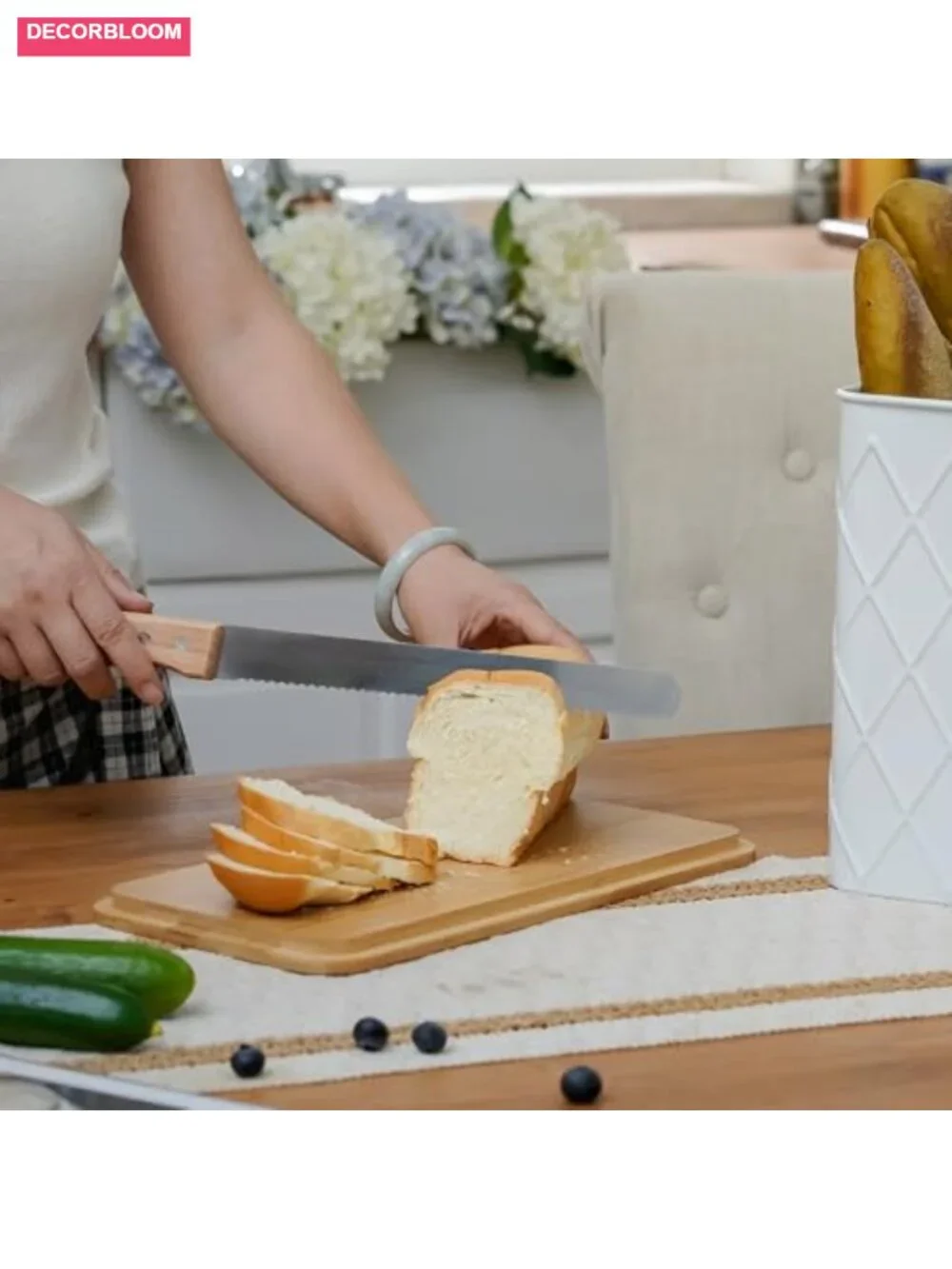 Extra Large Pantry Bread Box with Bamboo Lid, Vented Carbon Steel